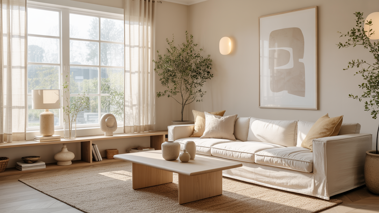 Neutral Living Room Ideas (Warm, Modern & Soft Scandinavian-Inspired Style)